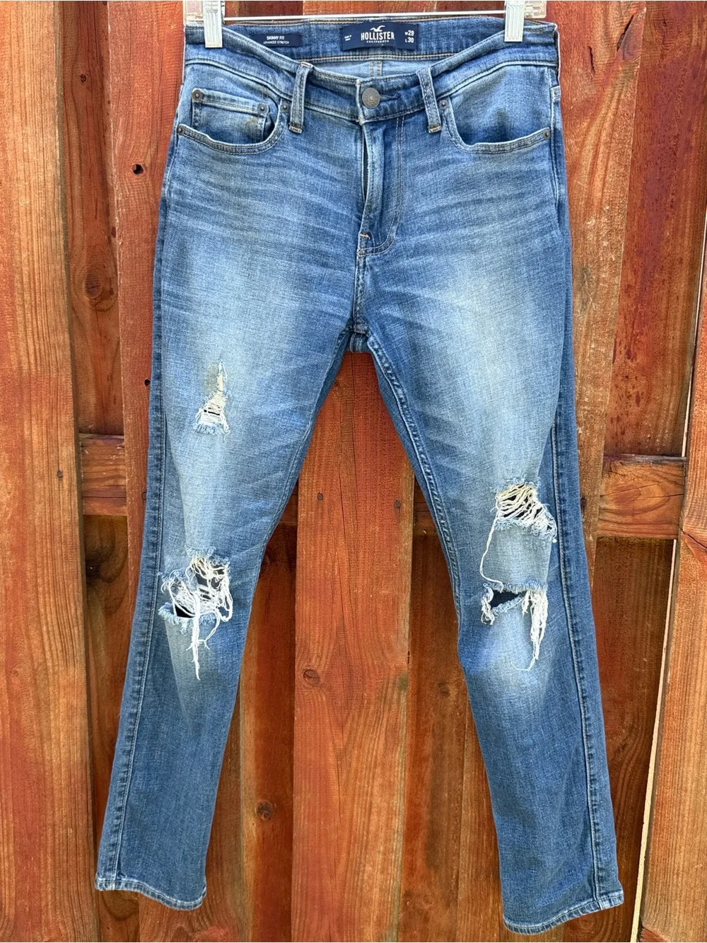 Hollister Advanced Stretch Distressed Skinny Fit Blue Jeans W29 L30